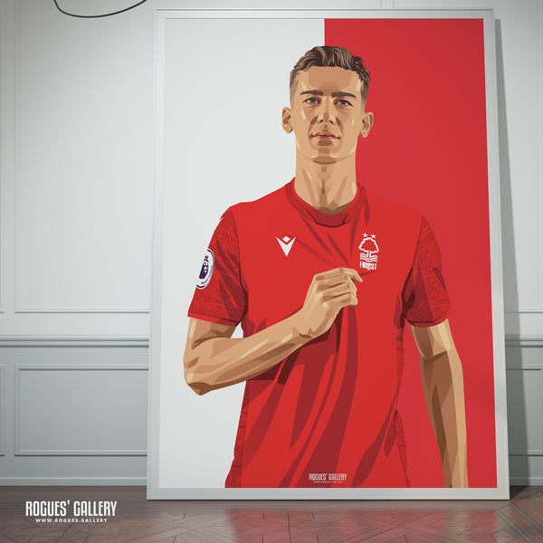 Ryan Yates - Nottingham Forest Vice Captain - A0, A1, A2 or A3 Red & White Prints