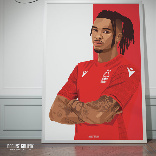 Omar Richards - Nottingham Forest - A0, A1, A2 or A3 Red & White Prints