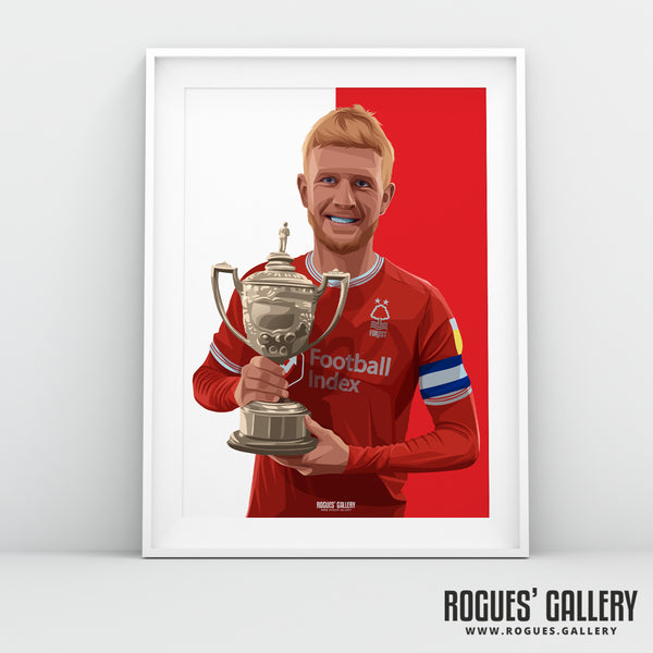 Joe Worrall: Holding The Brian Clough Trophy - Nottingham Forest - Signed A3 Icon Print