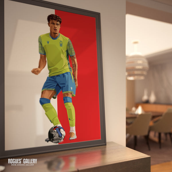 Neco Williams - Nottingham Forest - A0, A1, A2 or A3 Red & White Prints