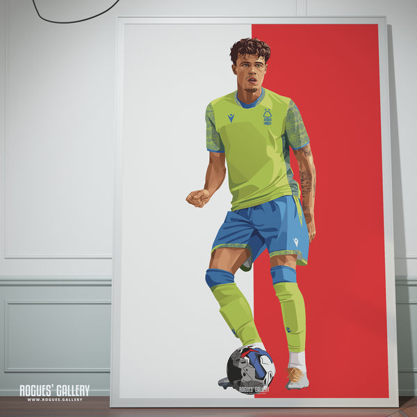 Neco Williams - Nottingham Forest - A0, A1, A2 or A3 Red & White Prints