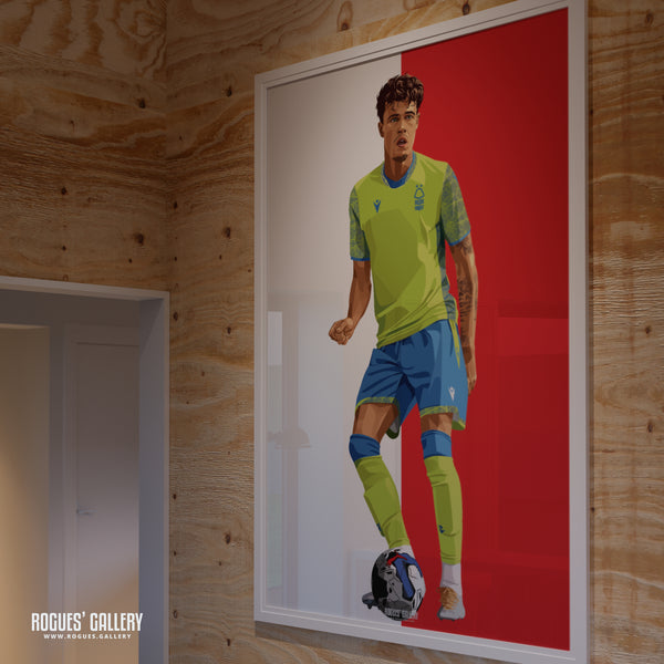 Neco Williams - Nottingham Forest - A0, A1, A2 or A3 Red & White Prints