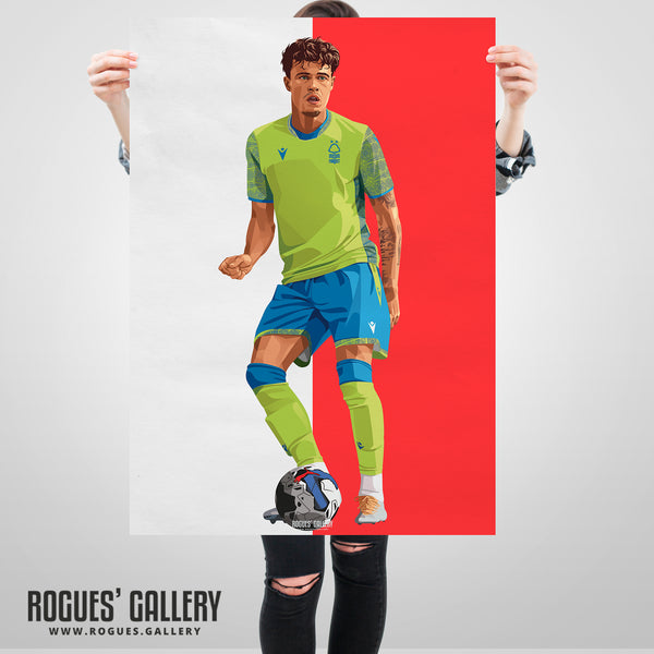 Neco Williams - Nottingham Forest - A0, A1, A2 or A3 Red & White Prints