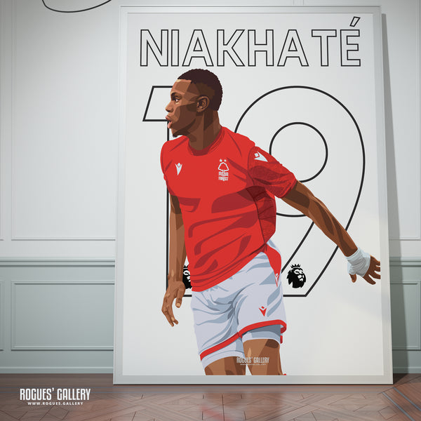 Moussa Niakhate - Nottingham Forest - A0, A1, A2 or A3 Premier League Name & Number Prints