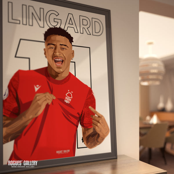 Jesse Lingard - Nottingham Forest - A0, A1, A2 or A3 Name & Number Prints