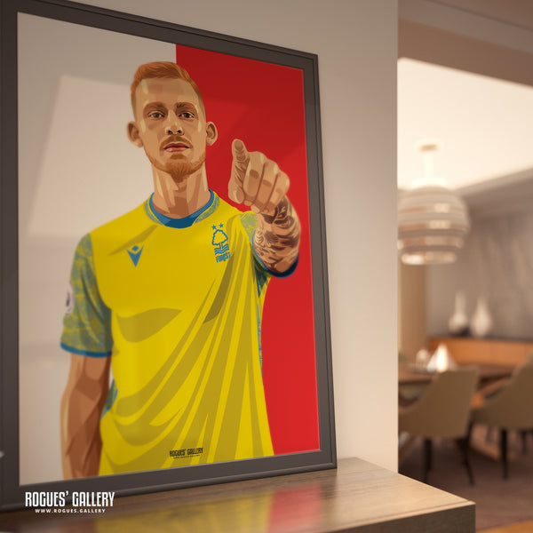 Lewis O'Brien - Nottingham Forest - Signed A3 Red & White Prints