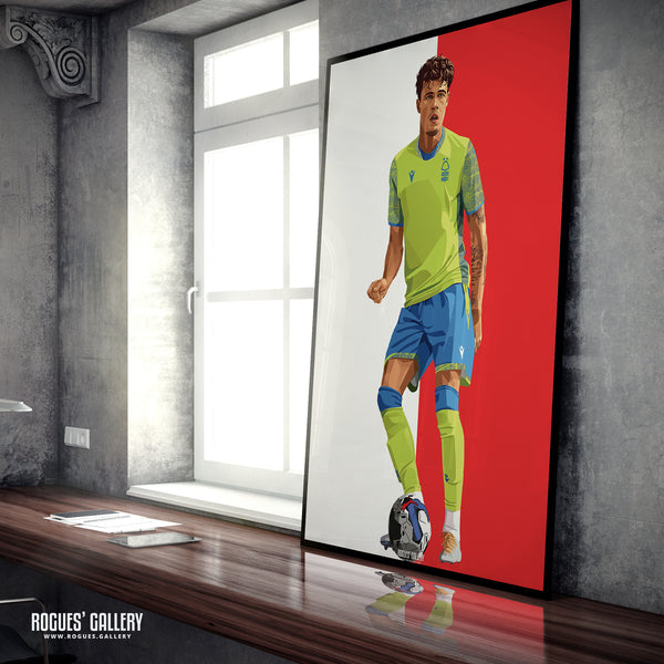 Neco Williams - Nottingham Forest - Signed A3 Red & White Prints