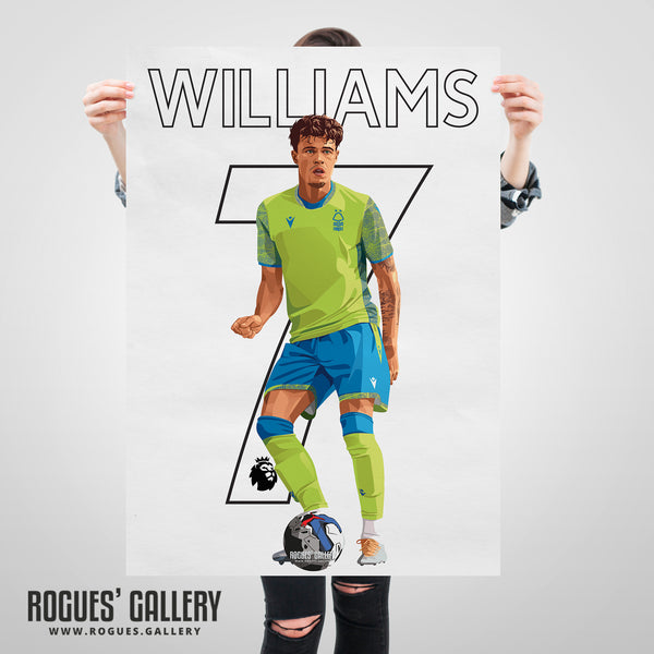 Neco Williams - Nottingham Forest - A0, A1, A2 or A3 Name & Number Prints