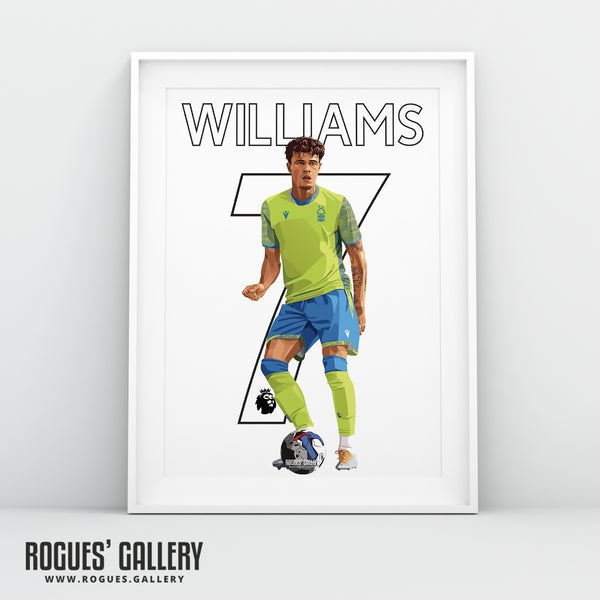 Neco Williams - Nottingham Forest - Signed A3 Name & Number Prints