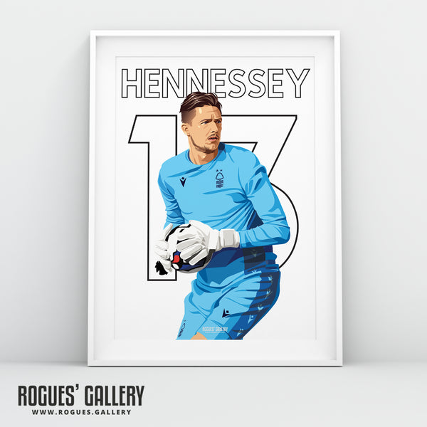 Wayne Hennessey - Nottingham Forest - Signed A3 Name & Number Prints