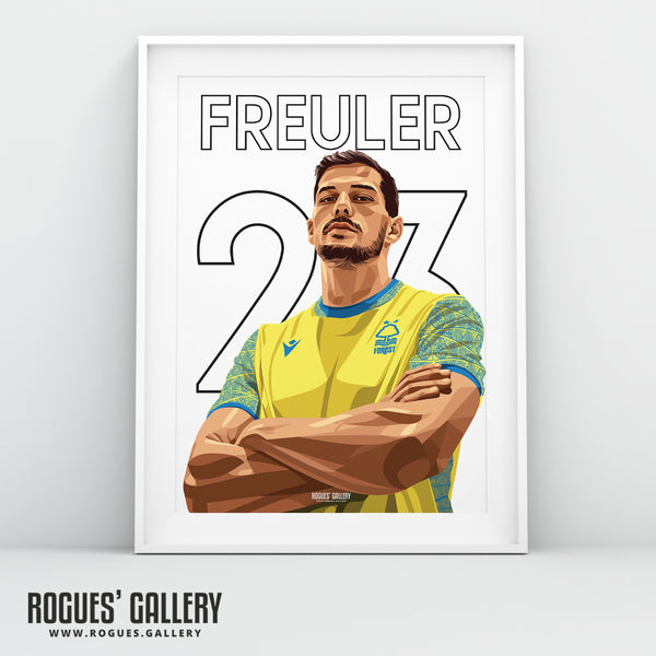 Remo Freuler - Nottingham Forest - A0, A1, A2 or A3 Premier League Name & Number Prints