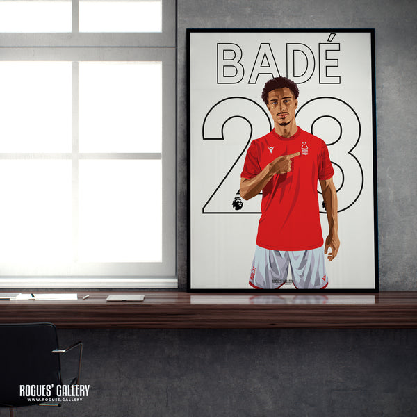 Loic Bade - Nottingham Forest - A0, A1, A2 or A3 Premier League Name & Number Prints