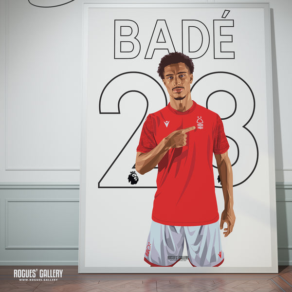 Loic Bade - Nottingham Forest - A0, A1, A2 or A3 Premier League Name & Number Prints