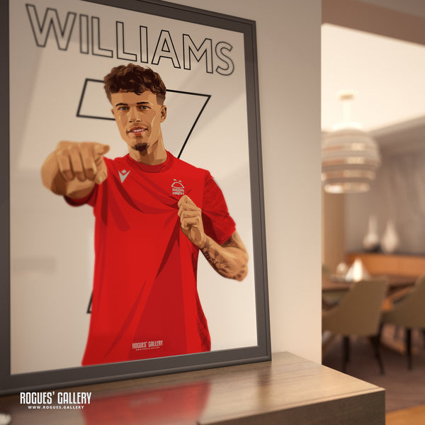 Neco Williams - Nottingham Forest - A0, A1, A2 or A3 Premier League Name & Number Prints