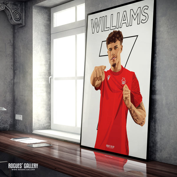 Neco Williams - Nottingham Forest - A0, A1, A2 or A3 Premier League Name & Number Prints