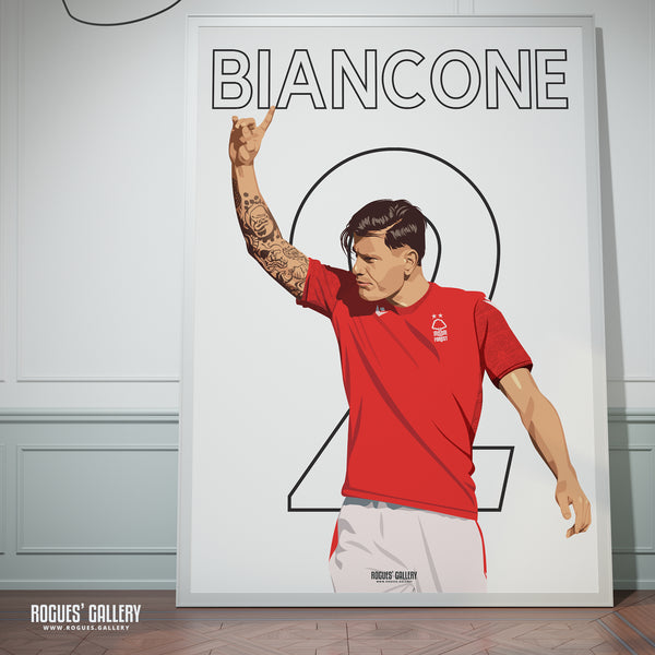 Giulian Biancone - Nottingham Forest - Signed A3 Name & Number Prints