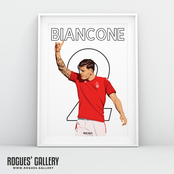 Giulian Biancone - Nottingham Forest - Signed A3 Name & Number Prints