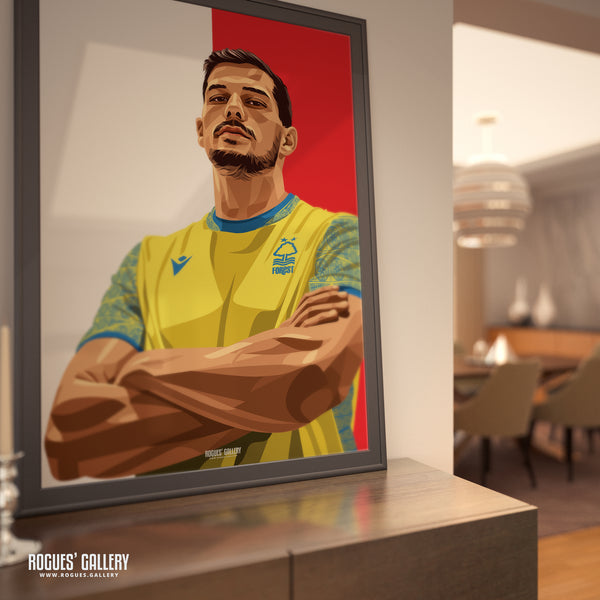 Remo Freuler - Nottingham Forest - A0, A1, A2 or A3 Red & White Prints