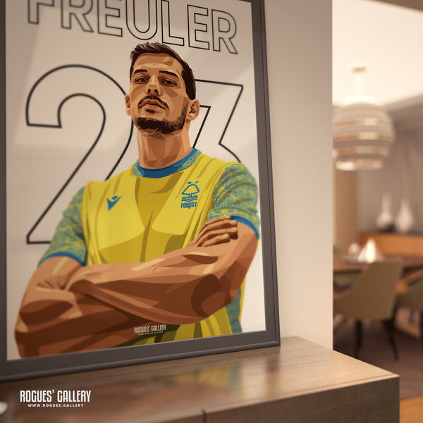 Remo Freuler - Nottingham Forest - Signed A3 Premier League Name & Number Prints