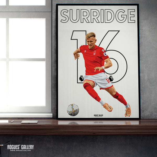 Sam Surridge - Nottingham Forest - A0, A1, A2 or A3 Premier League Name & Number Prints