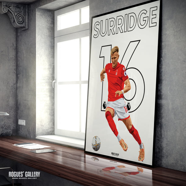 Sam Surridge - Nottingham Forest - A0, A1, A2 or A3 Premier League Name & Number Prints