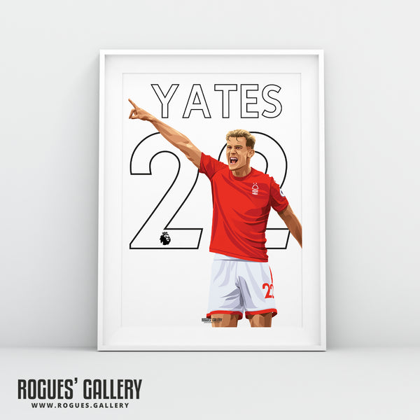 Ryan Yates - Nottingham Forest - A0, A1, A2 or A3 Premier League Name & Number Prints
