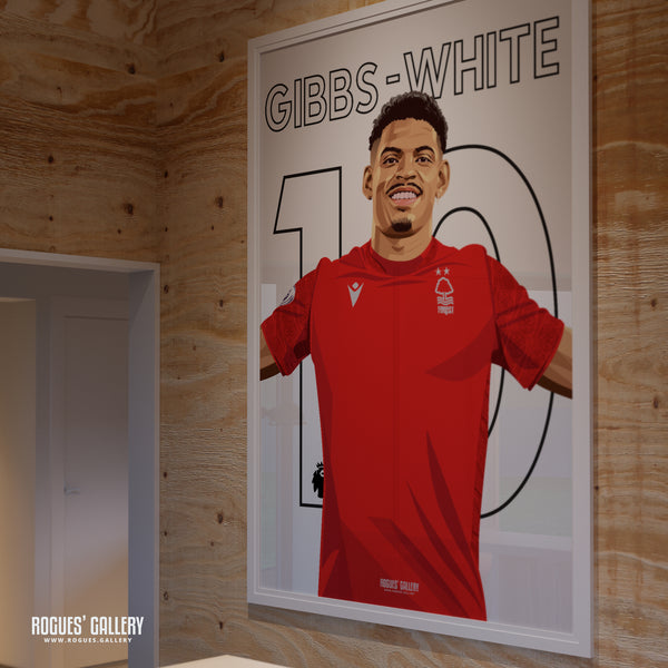 Morgan Gibbs-White - Nottingham Forest - Signed A3 Premier League Name & Number Prints