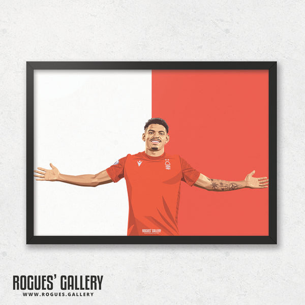 Morgan Gibbs-White - Nottingham Forest - Signed A3 Red & White Prints