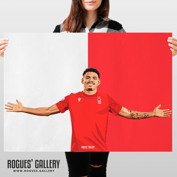 Morgan Gibbs-White - Nottingham Forest - Signed A3 Red & White Prints