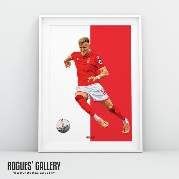 Sam Surridge - Nottingham Forest - A0, A1, A2 or A3 Red & White Prints