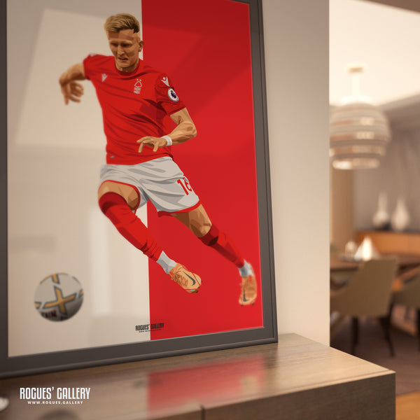 Sam Surridge - Nottingham Forest - A0, A1, A2 or A3 Red & White Prints