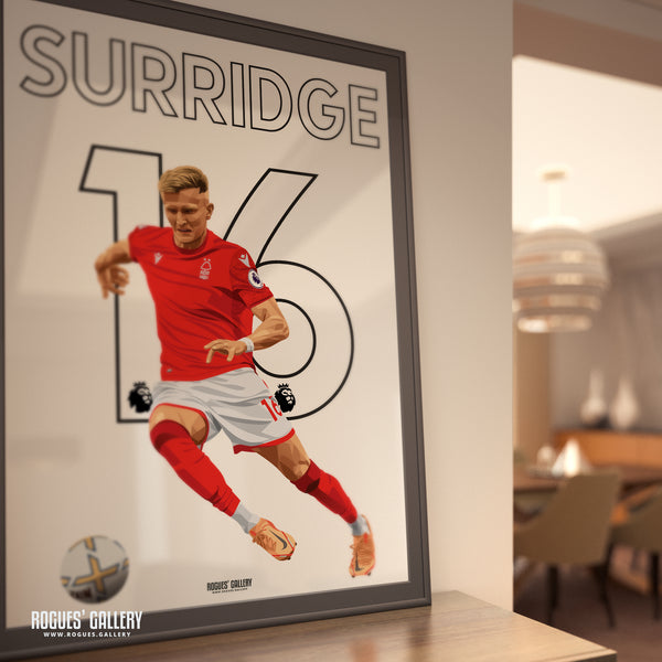 Sam Surridge - Nottingham Forest - Signed A3 Premier League Name & Number Prints
