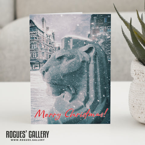 Nottingham's Left Lion in the snow  - Christmas Cards