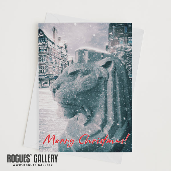 Nottingham's Left Lion in the snow  - Christmas Cards