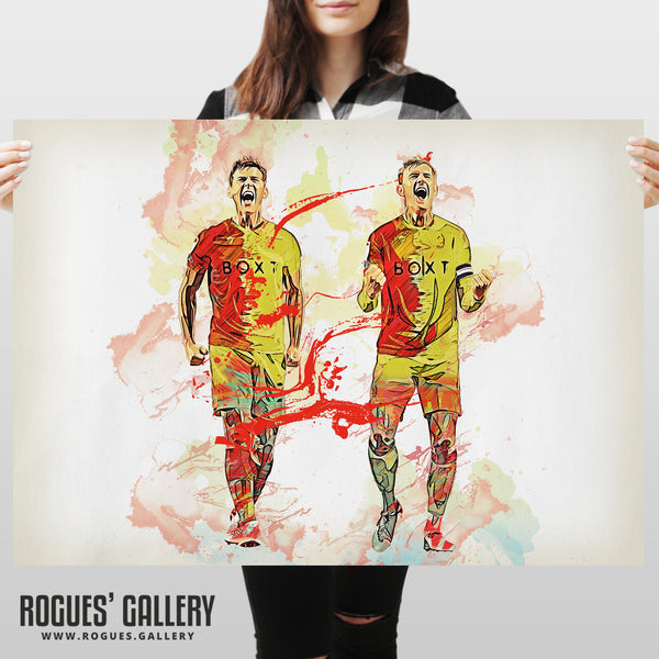 Captain Material: Ryan Yates & Joe Worrall - Nottingham Forest - Signed A3 Prints
