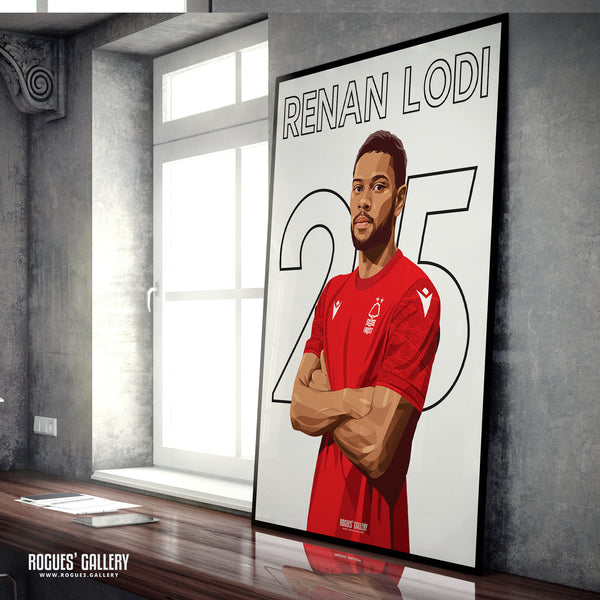 Renan Lodi - Nottingham Forest - Signed A3 Premier League Name & Number Prints