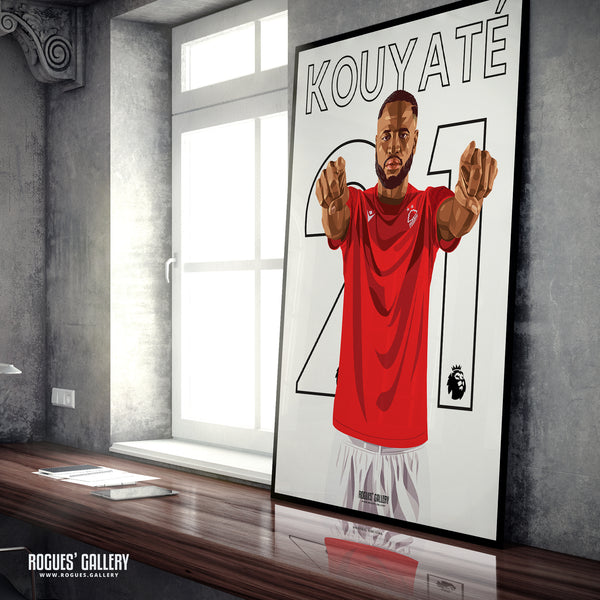 Cheikou Kouyate - Nottingham Forest - Signed A3 Premier League Name & Number Prints