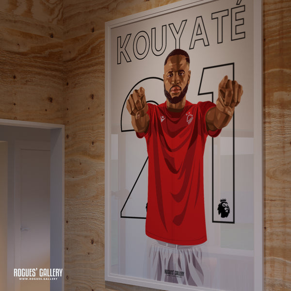 Cheikou Kouyate - Nottingham Forest - Signed A3 Premier League Name & Number Prints