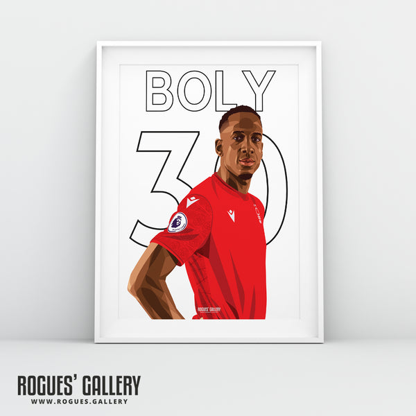 Willy Boly - Nottingham Forest - Signed A3 Premier League Name & Number Prints
