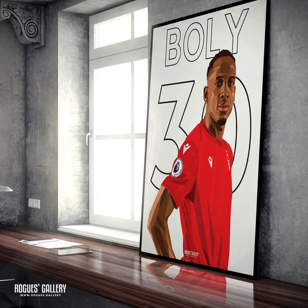 Willy Boly - Nottingham Forest - Signed A3 Premier League Name & Number Prints