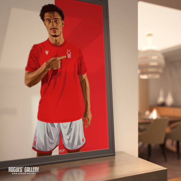 Loic Bade - Nottingham Forest - A0, A1, A2 or A3 Red & White Prints