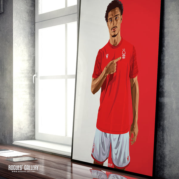 Loic Bade - Nottingham Forest - A0, A1, A2 or A3 Red & White Prints