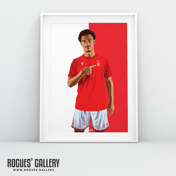 Loic Bade - Nottingham Forest - Signed A3 Red & White Prints