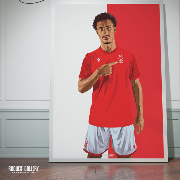 Loic Bade - Nottingham Forest - Signed A3 Red & White Prints