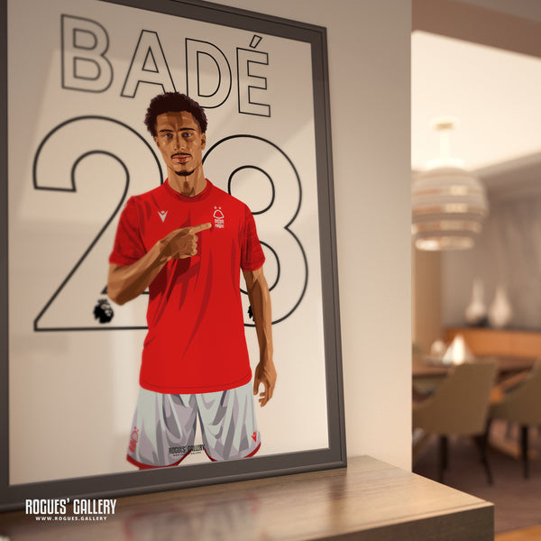 Loic Bade - Nottingham Forest - Signed A3 Premier League Name & Number Prints
