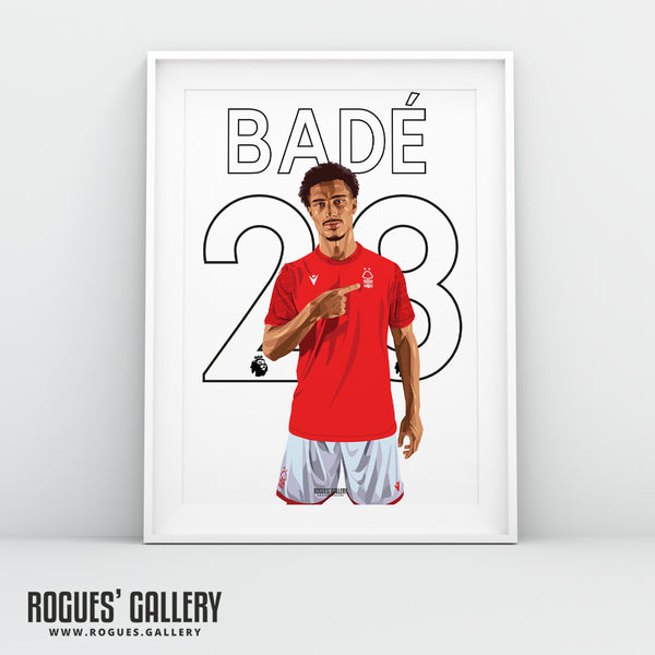 Loic Bade - Nottingham Forest - Signed A3 Premier League Name & Number Prints