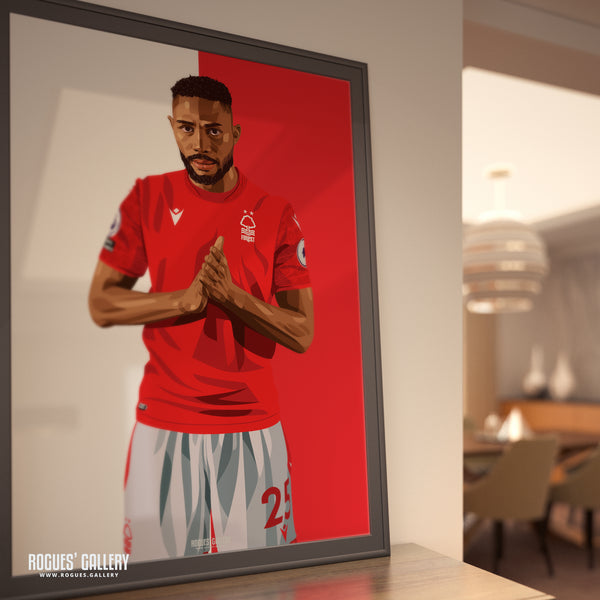 Emmanuel Dennis - Nottingham Forest - A0, A1, A2 or A3 Red & White Prints