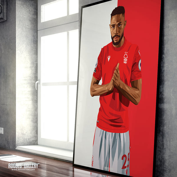 Emmanuel Dennis - Nottingham Forest - Signed A3 Red & White Prints