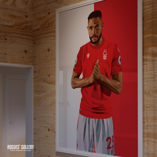 Emmanuel Dennis - Nottingham Forest - Signed A3 Red & White Prints