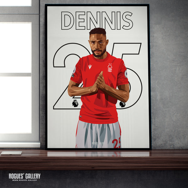 Emmanuel Dennis - Nottingham Forest - Signed A3 Premier League Name & Number Prints
